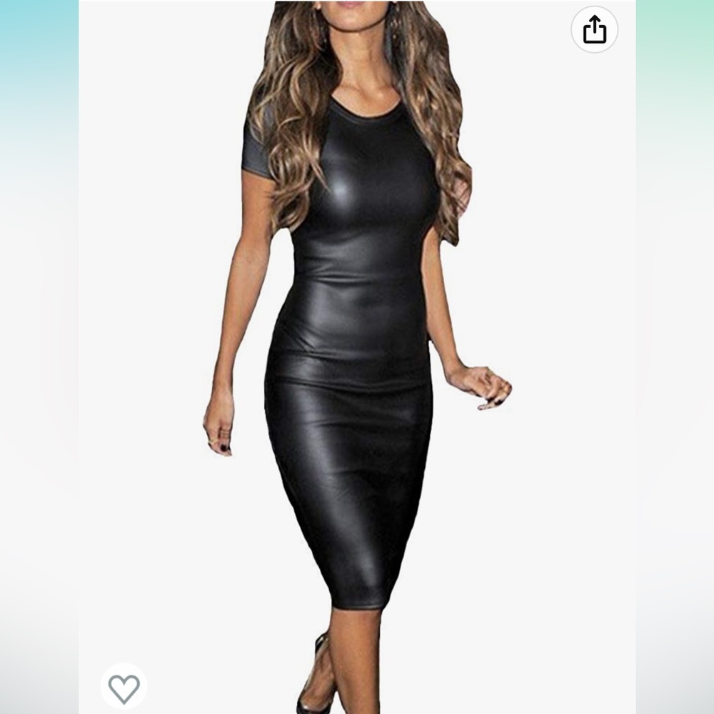 Worn twice. Women's Pu Leather Bodycon Pencil Party Bandage Dress SZ S